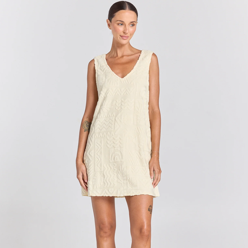 Mai Tai V Tunic Towelling Dress - Pearl