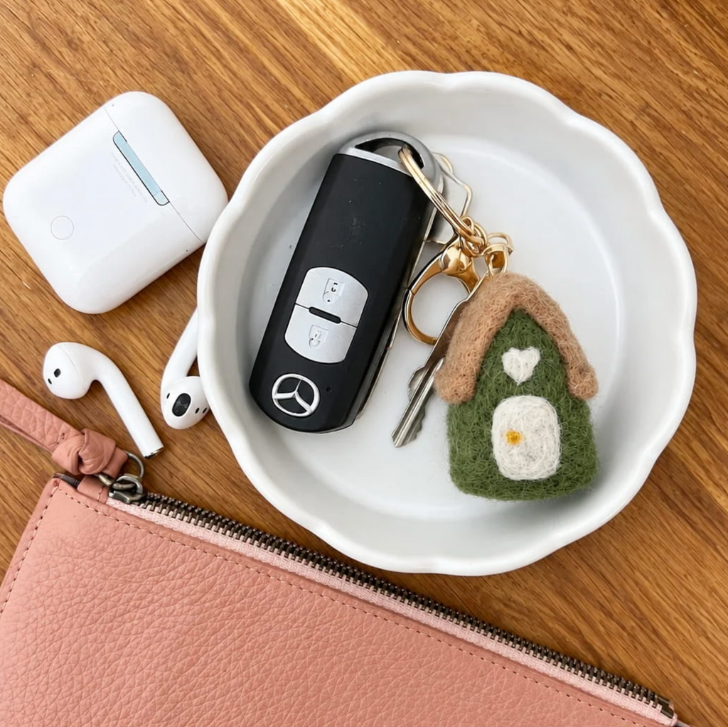 Felt House Keychain - Green