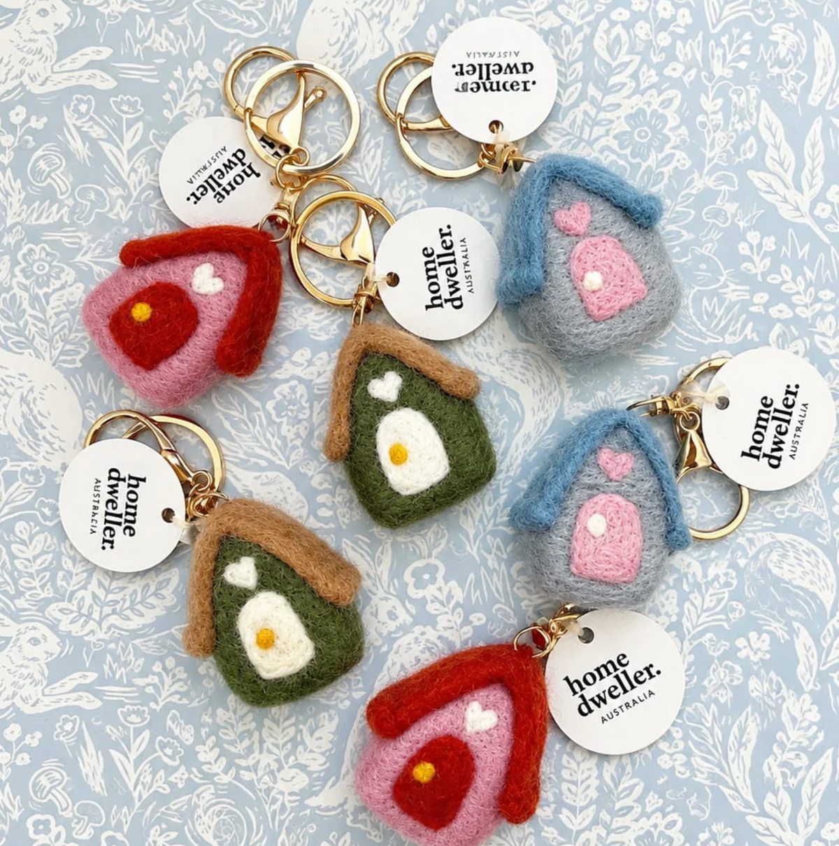 Felt House Keychain - Green