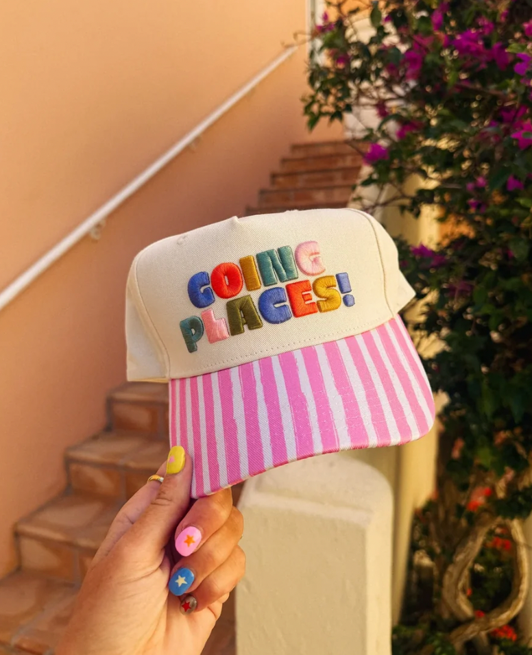 ETTA OG | GOING PLACES! TRUCKER HAT - PINK STRIPE